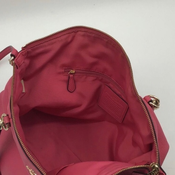 Coach Kelsey Pebbled Leather Medium Crossbody Satchel Tote - Dahlia Pink - Picture 4 of 8